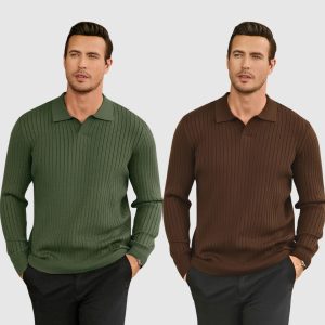 Sweater Drop collar -Brown & Olive