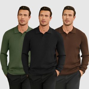Sweater Drop collar 3 pcs -Black, Olive & Brown