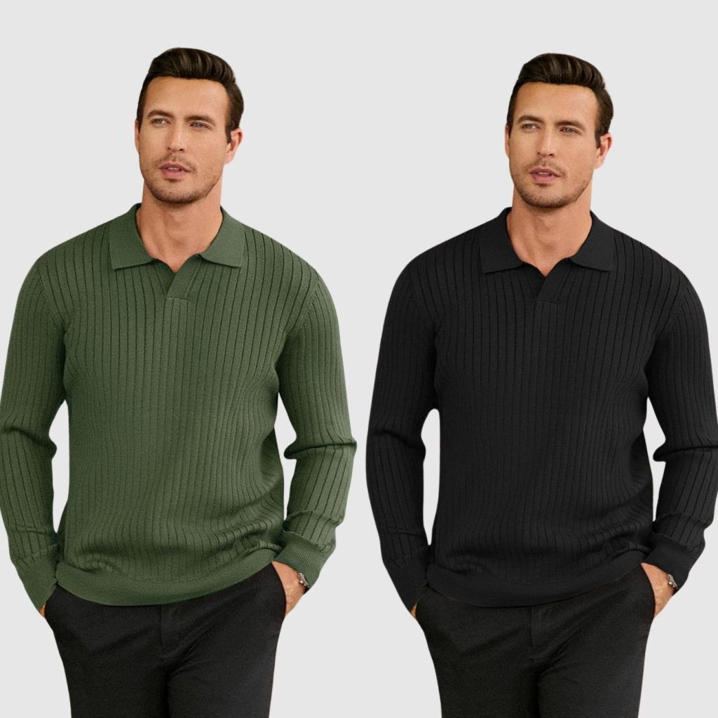 Sweater Drop collar -Black & Olive