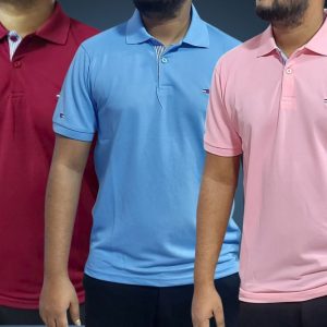 Tommy polo - Maroon, Sky & Pink