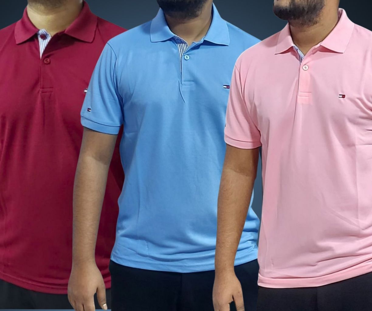 Tommy polo - Maroon, Sky & Pink
