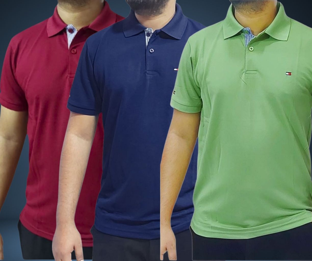 Tommy polo - Maroon, Navy & Lime