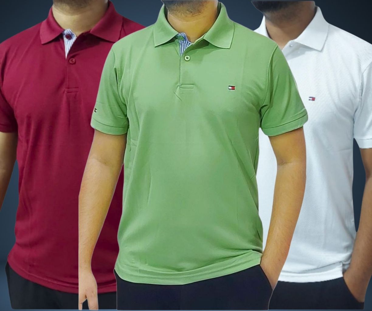 Tommy polo - Maroon, Lime & White
